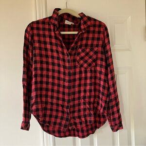 Cloth & Stone Anthropology Red Plaid Flannel Top (M)